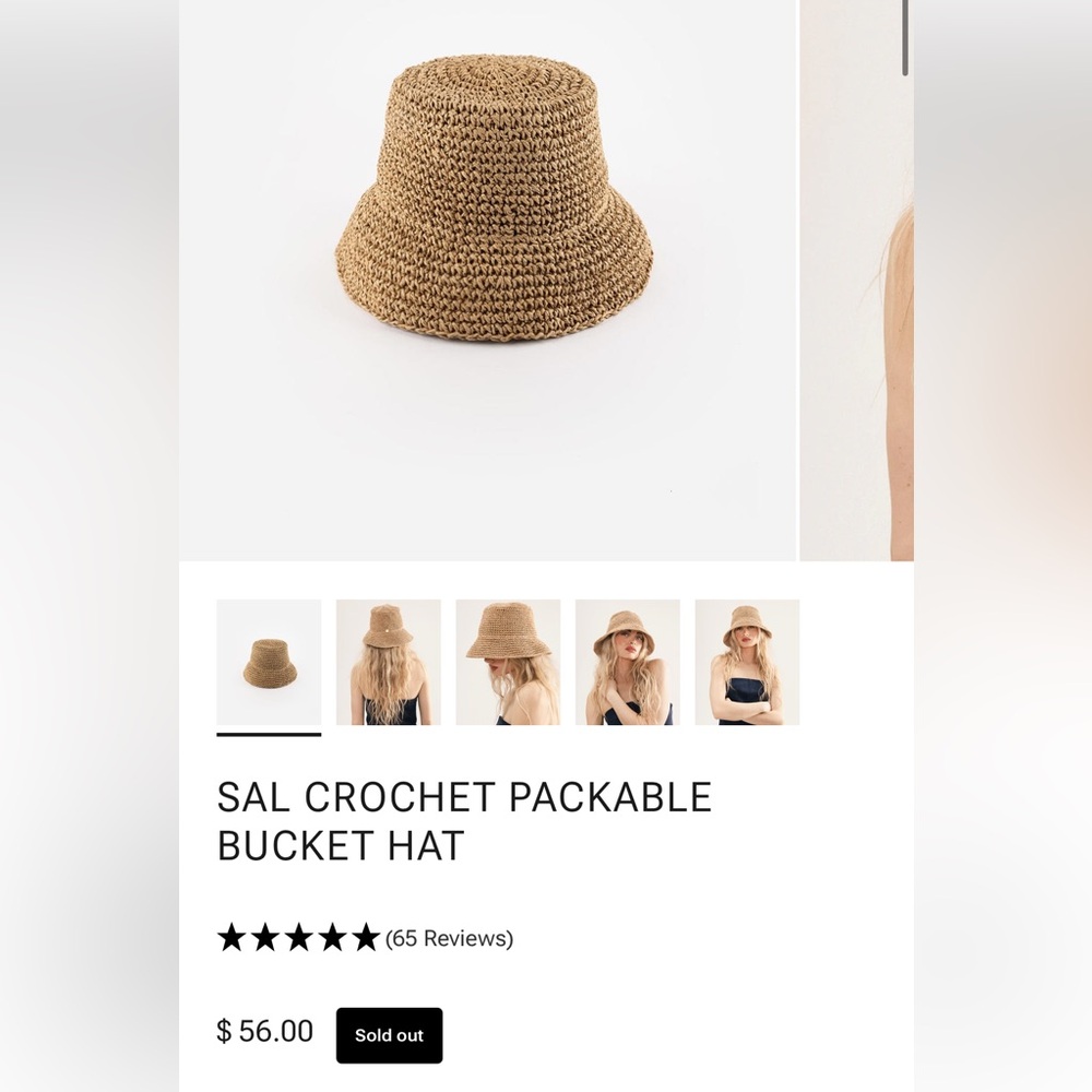 GIGI PIP Sal Crochet Packable Bucket Hat - Natural Brown